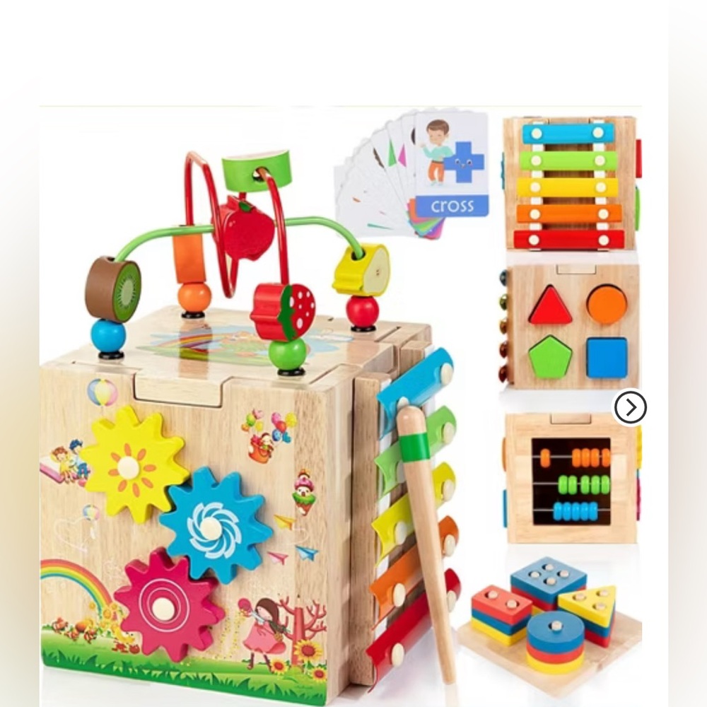 BABYYER Wooden Activity Cube - Picture 3 of 8